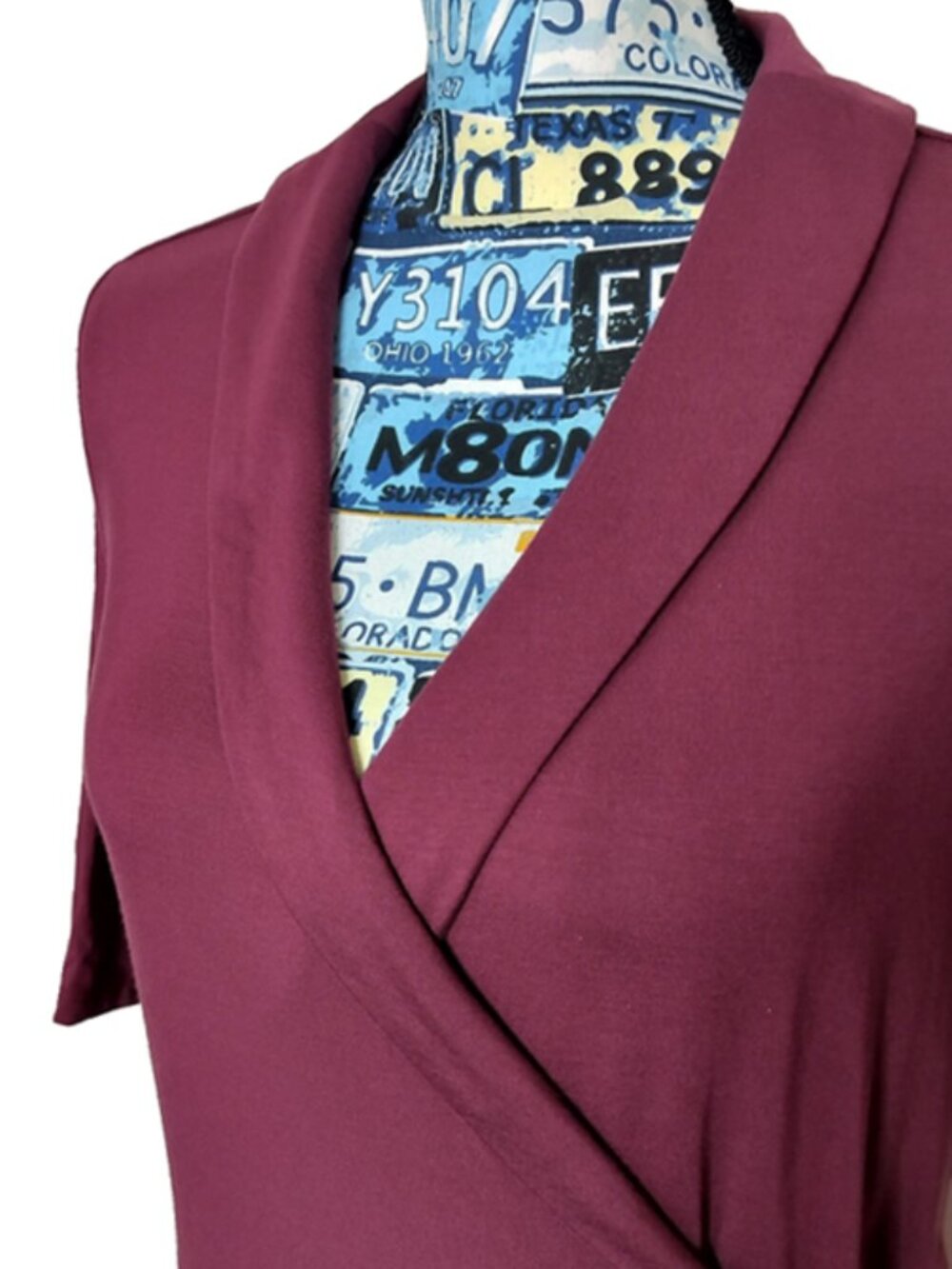 QUINCE Tencel Jersey Midi Wrap Dress Asymmetrical Hem Stretch Lyocell Wine M NWT - Picture 8 of 11